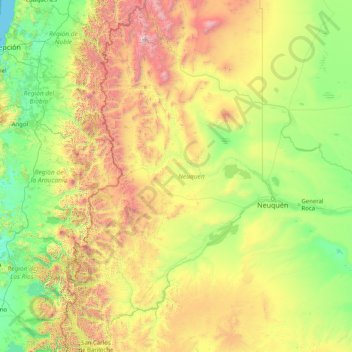 Neuquén Province topographic map, elevation, terrain