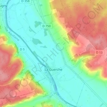 La Guerche topographic map, elevation, terrain