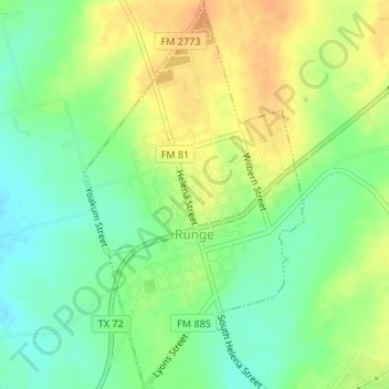 Runge topographic map, elevation, terrain