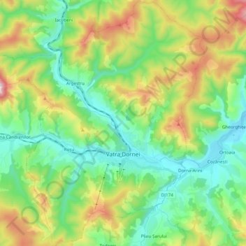 Dorna-Watra topographic map, elevation, terrain