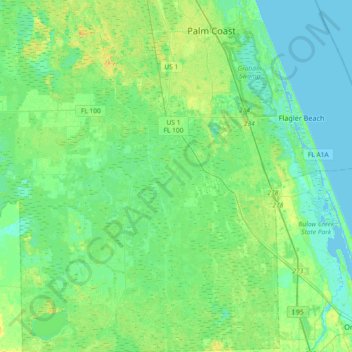 Bunnell topographic map, elevation, terrain