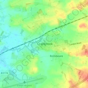 Cranbrook topographic map, elevation, terrain