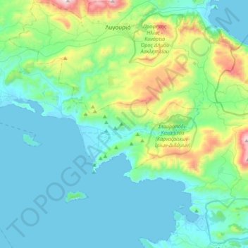 Δημοτική Ενότητα Ασίνης topographic map, elevation, terrain