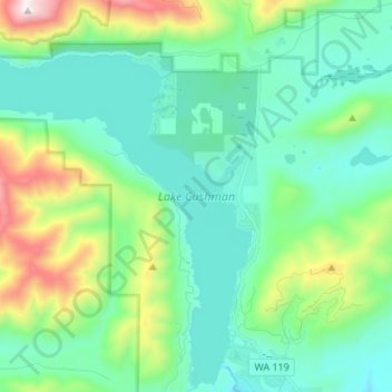 Lake Cushman topographic map, elevation, terrain