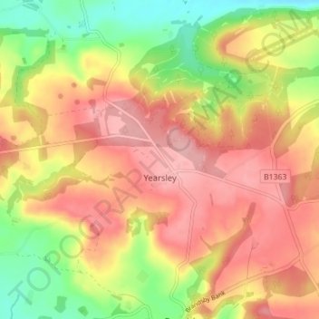 Yearsley topographic map, elevation, terrain
