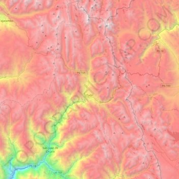 Oyón topographic map, elevation, terrain