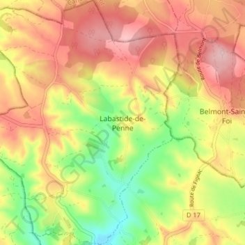Labastide-de-Penne topographic map, elevation, terrain