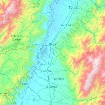 Buga topographic map, elevation, terrain