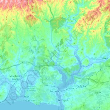 Portimão topographic map, elevation, terrain