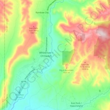 Whiteriver topographic map, elevation, terrain