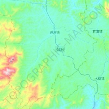 Shidong topographic map, elevation, terrain