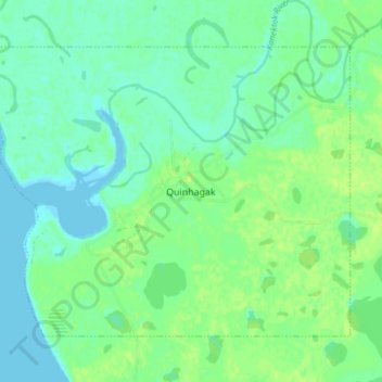 Quinhagak topographic map, elevation, terrain
