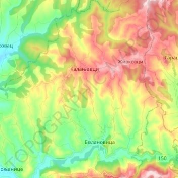 Kalanjevci topographic map, elevation, terrain