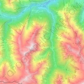 Tramezaïgues topographic map, elevation, terrain