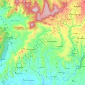 Biringbulu topographic map, elevation, terrain