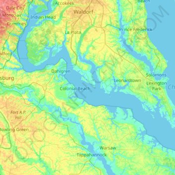 Potomac River topographic map, elevation, terrain