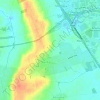 Haddon topographic map, elevation, terrain