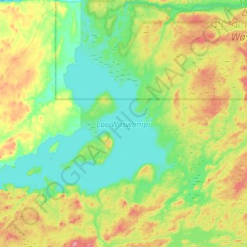 Lac Waswanipi topographic map, elevation, terrain