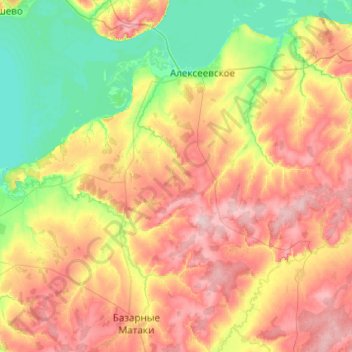 Алексеевский район topographic map, elevation, terrain