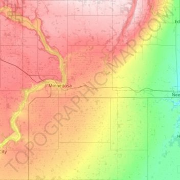 Rural Municipality of Minto - Odanah topographic map, elevation, terrain