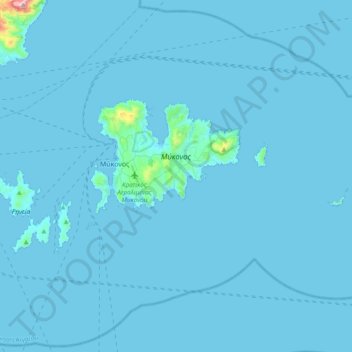Municipality of Mykonos topographic map, elevation, terrain