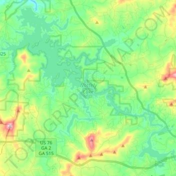 Nottely Lake topographic map, elevation, terrain