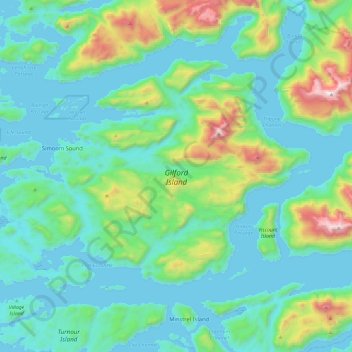 Gilford Island topographic map, elevation, terrain