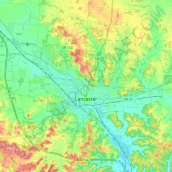 Lancaster topographic map, elevation, terrain