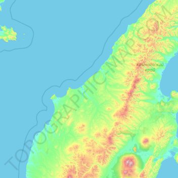 Tigilsky District topographic map, elevation, terrain