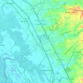 Marilao topographic map, elevation, terrain