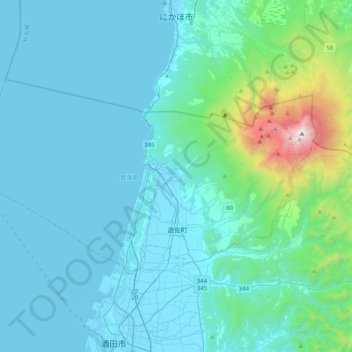 Yuza topographic map, elevation, terrain