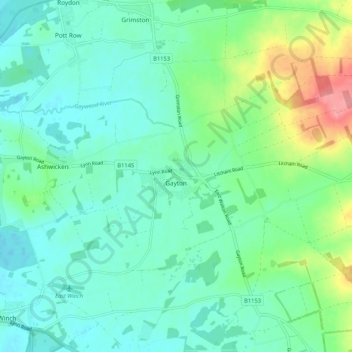 Gayton topographic map, elevation, terrain