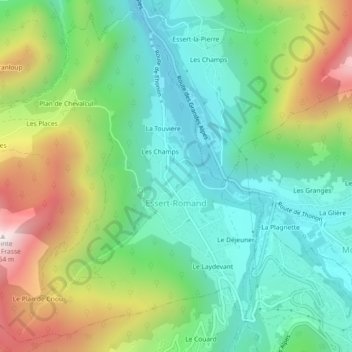 Essert-Romand topographic map, elevation, terrain