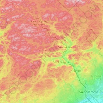 Les Pays-d'en-Haut topographic map, elevation, terrain