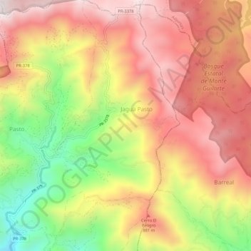 Jagua Pasto topographic map, elevation, terrain