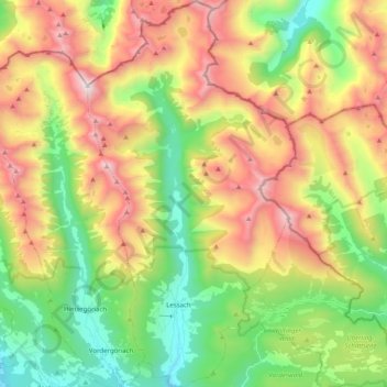 Lessach topographic map, elevation, terrain