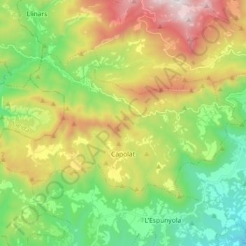 Capolat topographic map, elevation, terrain