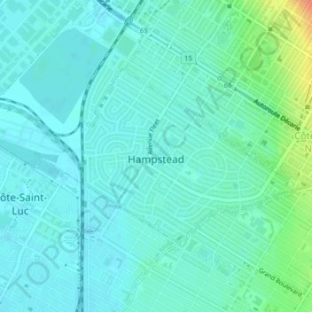 Hampstead topographic map, elevation, terrain