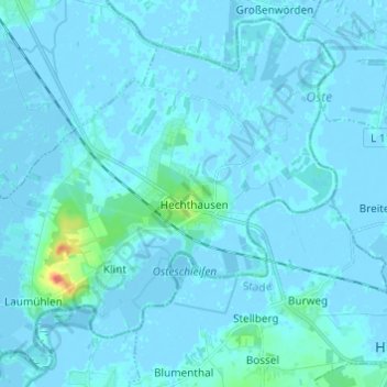 Hechthausen topographic map, elevation, terrain