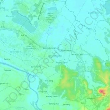 Bontomanai topographic map, elevation, terrain