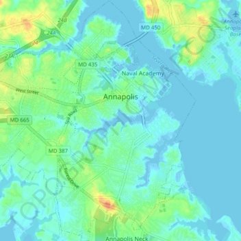 Annapolis topographic map, elevation, terrain