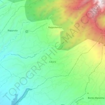 Cikoro topographic map, elevation, terrain
