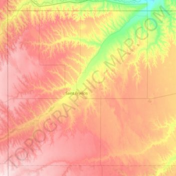 Cheyenne County topographic map, elevation, terrain