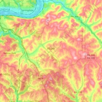 Plum topographic map, elevation, terrain