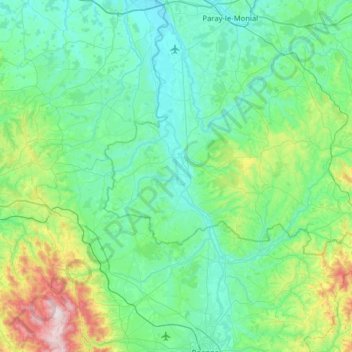 Canal de Roanne à Digoin topographic map, elevation, terrain