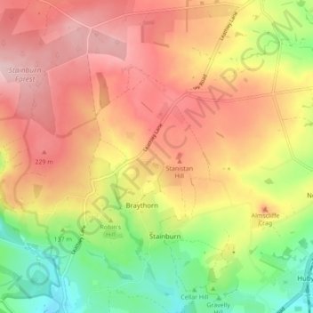 Stainburn topographic map, elevation, terrain
