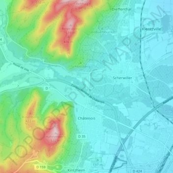 Châtenois topographic map, elevation, terrain