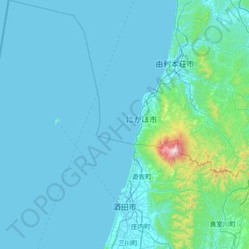 Sakata topographic map, elevation, terrain