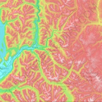 Area B (South Fraser Canyon/Sunshine Valley) topographic map, elevation, terrain
