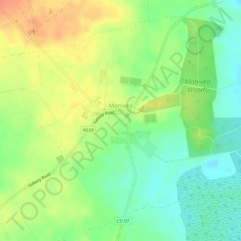 Monivea topographic map, elevation, terrain